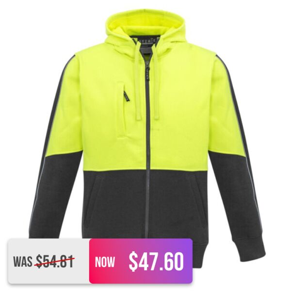 Unisex Hi Vis Full Zip Hoodie Thumbnail